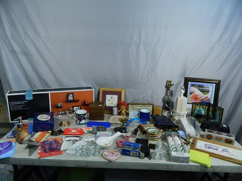 lot 135 image: New Shelves and Frame Set, Decor, Collectibles, and More