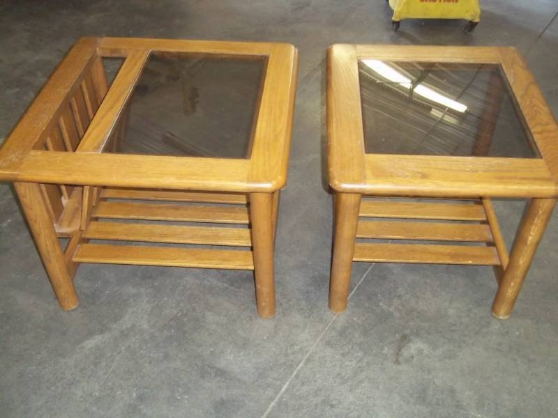 Pair of Glass top end tables