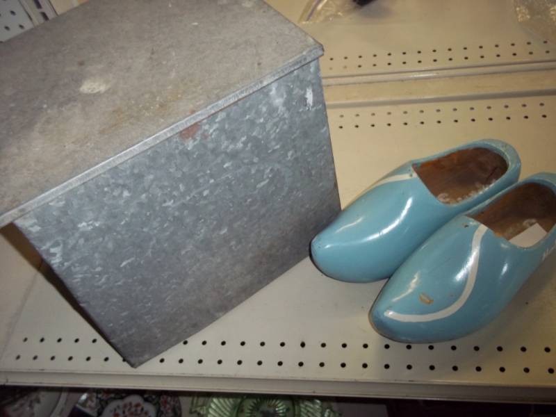 Vintage Milk Cooler and Holland wooden shoes