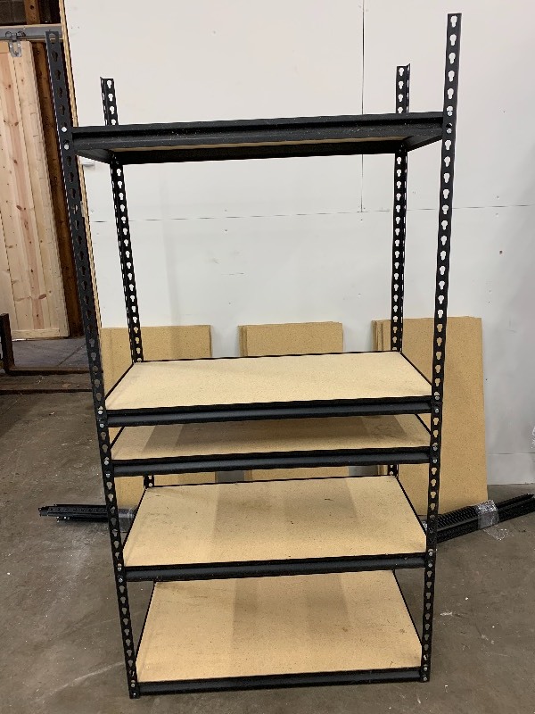 lot 11 image: 60 x 36 x 18 4-Shelf Steel Shelving Unit in Black