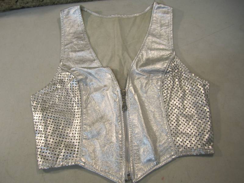 Silver Leather Shorts and Vest Set ...