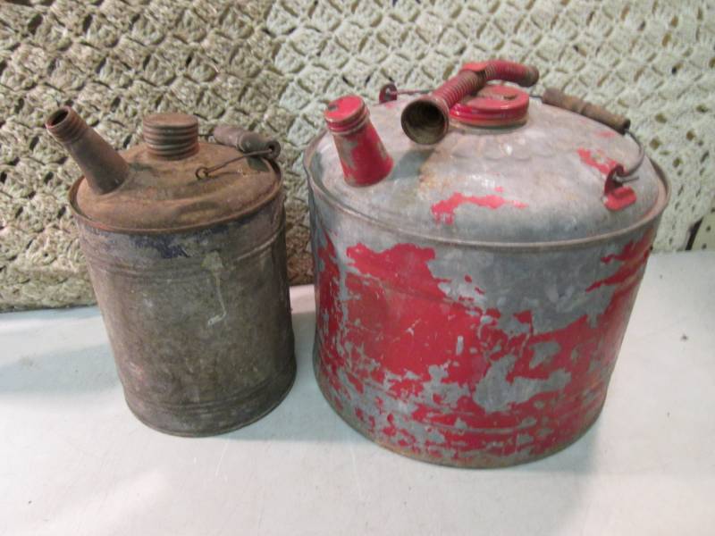 lot 2 image: Vintage Gas Can and Oil Can RM3...