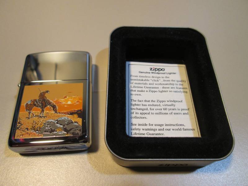 lot 39 image: Zippo Lighter with Native American ...
