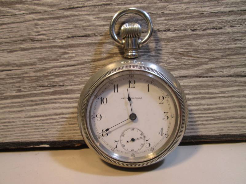 lot 106 image: Vintage Seth Thomas Silver Pocket W...