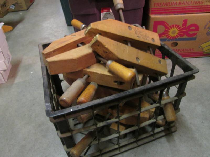 lot 115 image: Lot of 8 Jorgensen Wood Clamps in P...