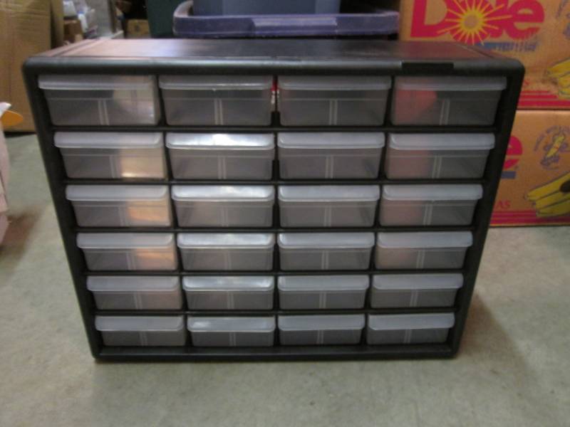 lot 130 image: 24 Drawer Organier 20 W x 16 H  C...
