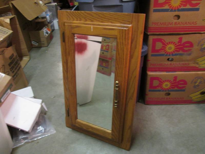 lot 171 image: Wood Bathroom Medicine Cabinet with...
