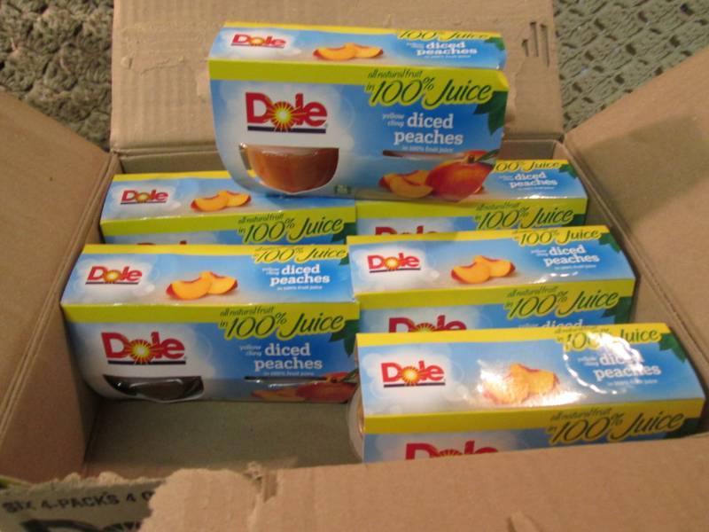 lot 243 image: Case of 6 - 4-Pack Cups of Diced Pe...