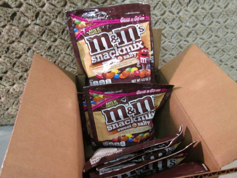 lot 245 image: Case of 8 Bags of M&Ms Snack Mix S...