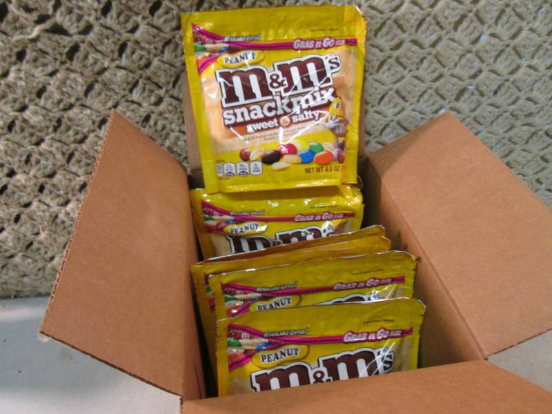 lot 248 image: Case of 8 Bags of Peanut M&Ms Snac...