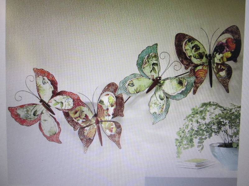 lot 10 image: Layered Butterfly Wall Art open box...