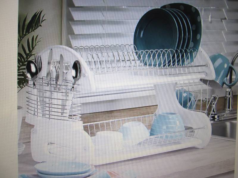lot 35 image: 2-Tier Dish Rack open box Retail $3...
