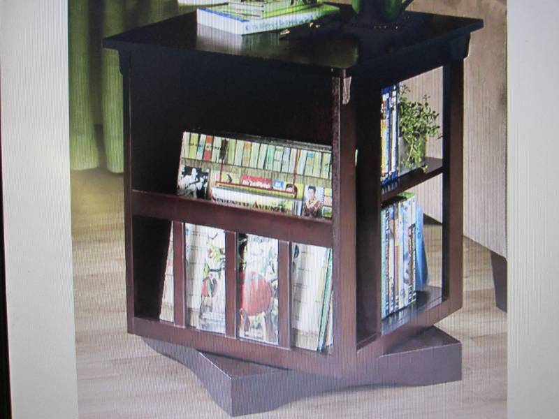 lot 40 image: Revolving End Table open box, scuff...