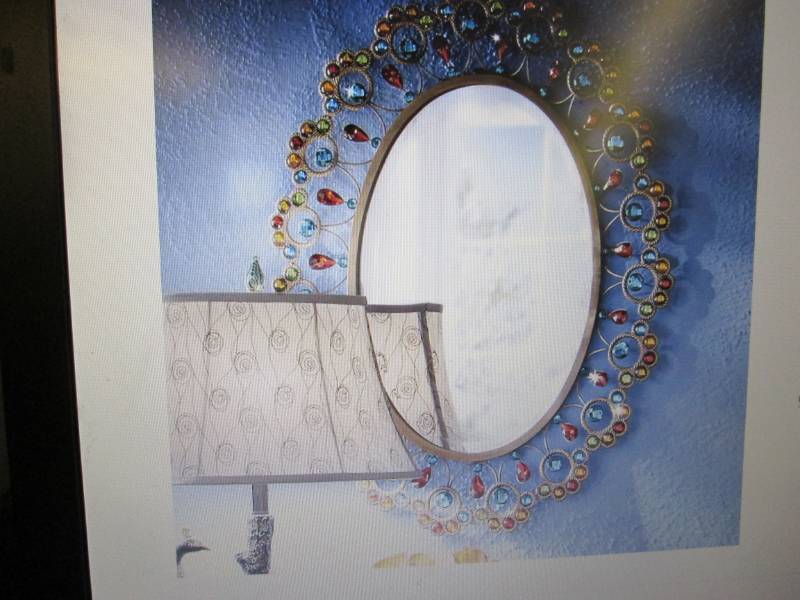 lot 47 image: Jeweled Mirror open box Retail $99....