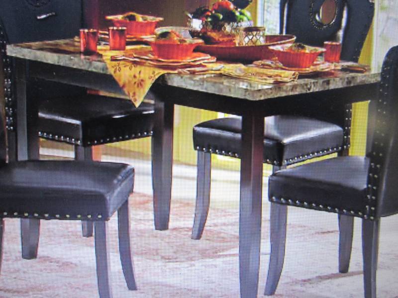 lot 90 image: Marble Dining Table open box, sl. S...