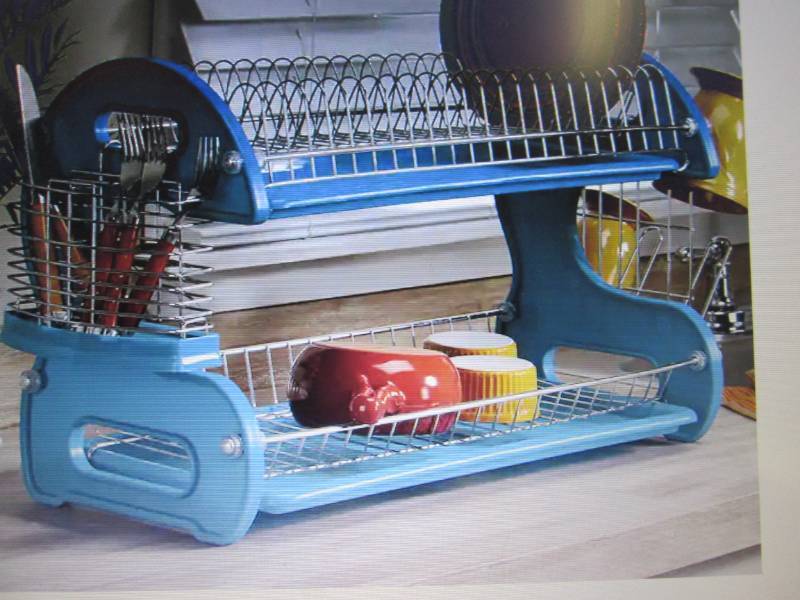 lot 96 image: 2-Tier Dish Rack open box Retail $3...