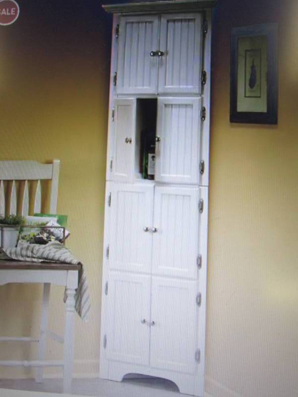 lot 99 image: 8 Door Corner Cabinet open box Reta...