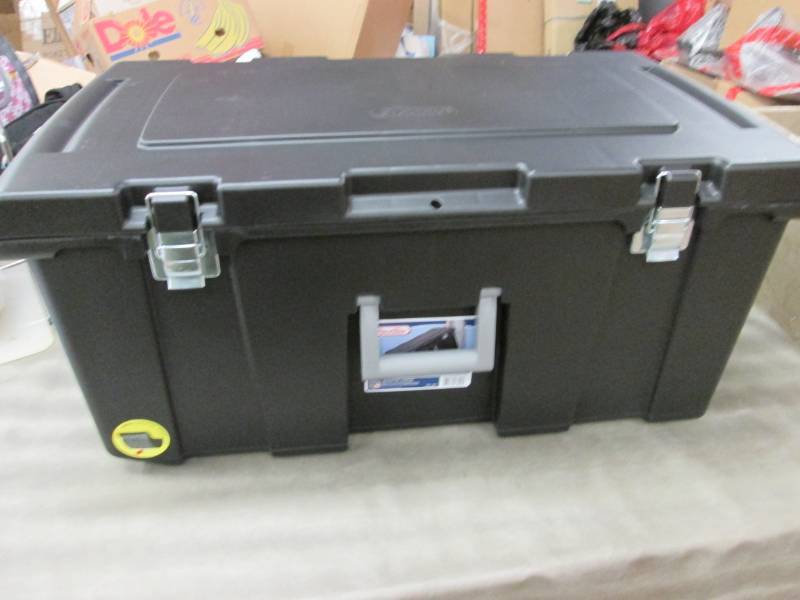 lot 102 image: Black Sterilite Footlocker 31.14x1...