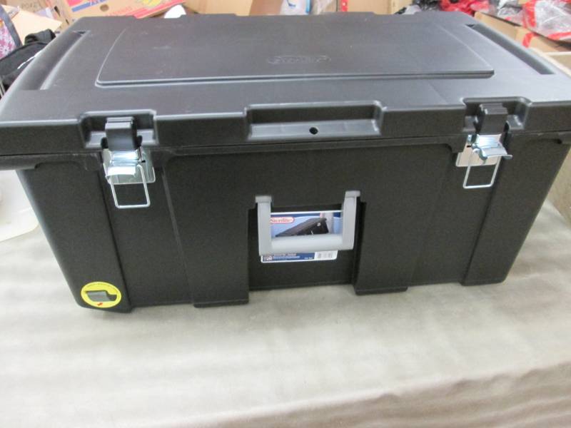 lot 103 image: Black Sterilite Footlocker 31.14x1...