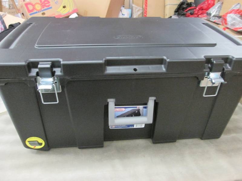 lot 104 image: Black Sterilite Footlocker 31.14x1...