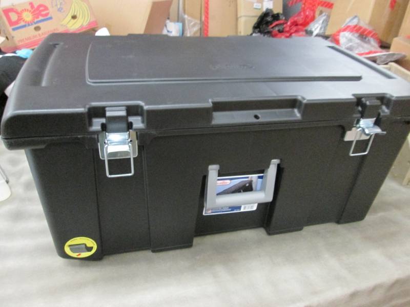 lot 105 image: Black Sterilite Footlocker 31.14x1...