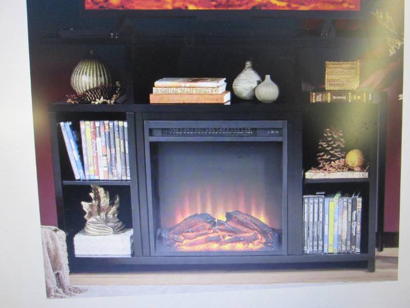 lot 143 image: Black Media-Storage TV Stand and El...