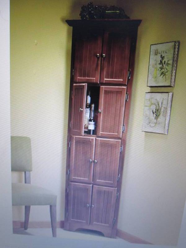 lot 147 image: 8 Door Corner Cabinet open box Reta...