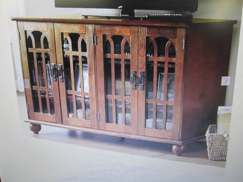 lot 149 image: Arched-Door Mission Style 4-Door TV...