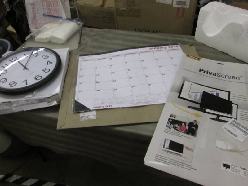 lot 232 image: Wall Clock, Desk Calendar, Priva Sc...