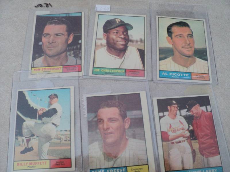 6 1961 Topps Baseball Cards...