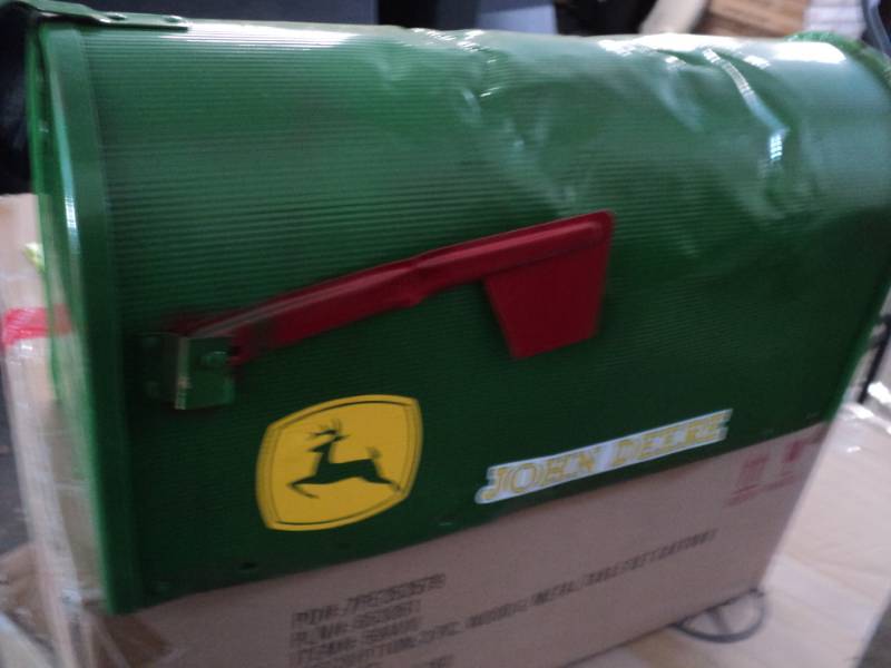 John Deere Mail Box dented on top...