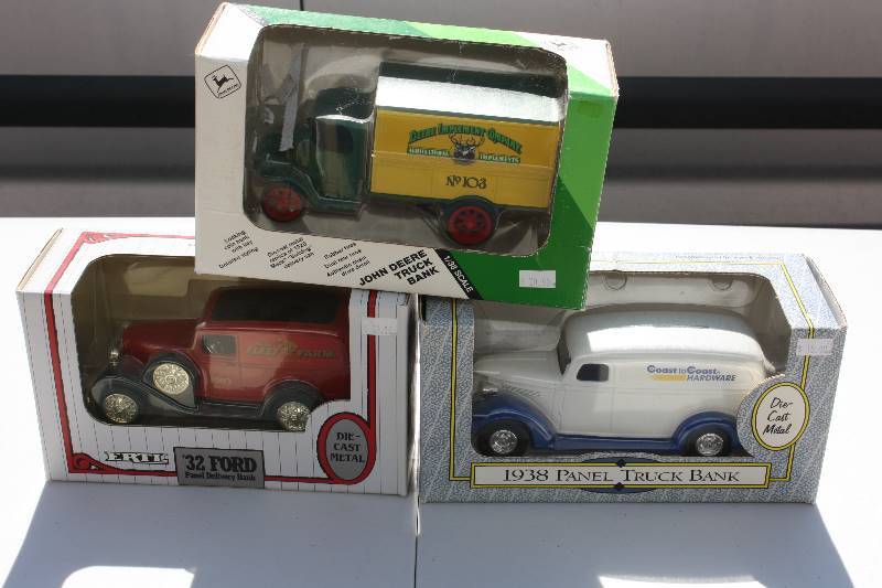 lot 82 image: Lot of 3 ERTL Die Cast Car Banks.