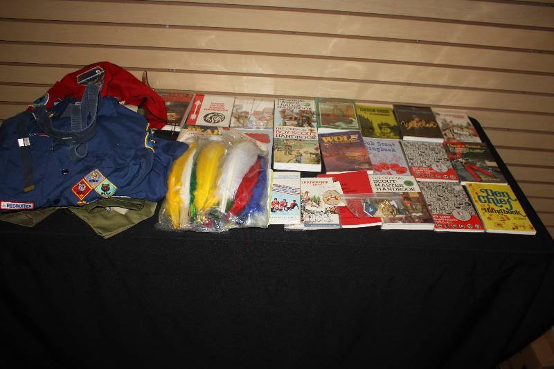 lot 125 image: Lot of Cub Scout Books Uniforms Patches and Pins