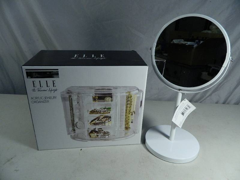 lot 98 image: New Elle Jewelry Organizer and Pedestal Mirror