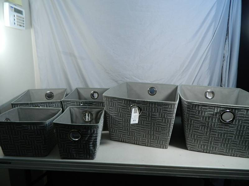 lot 128 image: 6 New Elle Fabric Storage Bins