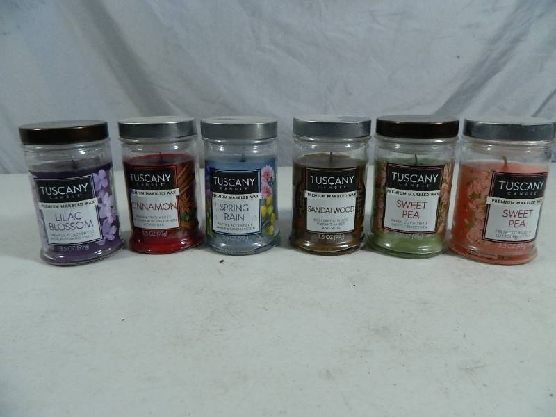 lot 139 image: 6 New Small Tuscany Candles