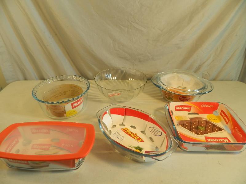 lot 178 image: 6 New Glass Marinex Bakeware and More