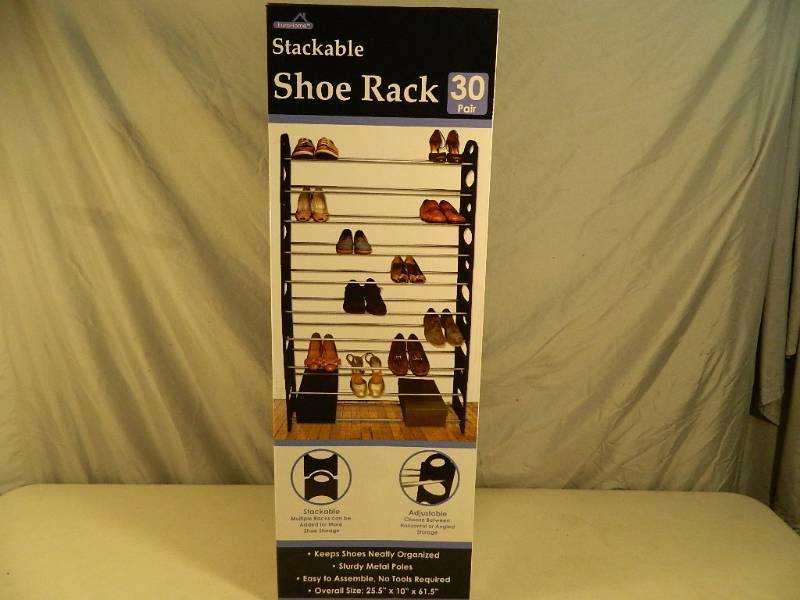 lot 217 image: New 30 Pair Stackable Shoe Rack