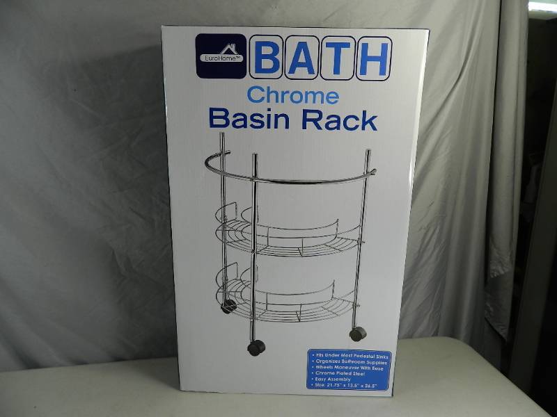 lot 235 image: New Chrome Basin Rack on Wheels