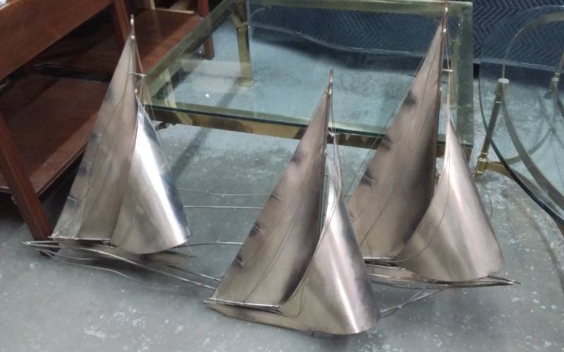 Vintage (1977) Metal Sailboat Sculpture Signed C. Jere (52x30)