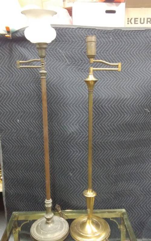 2-Vintage Floor Lamps (1-With Vintage Glass GlobeMetal Shade)