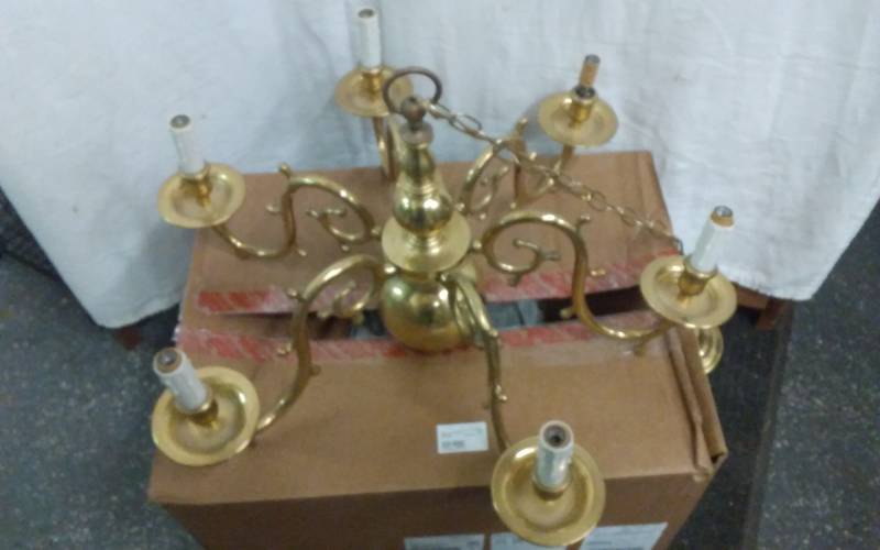 Polished Brass 6-Candle Ceiling Light Fixture Chandelier