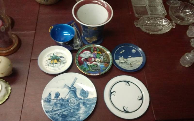 Lot Of Vintage Dish Wares (Delft Blau, Hand Painted, Dansk, Reed & Barton Bowl)