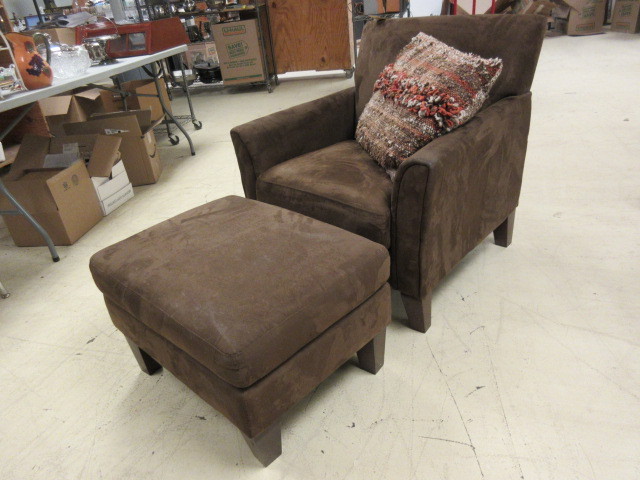 lot 612 image: ALISON FURNITURE ACCENT CHAIR WITH OTTOMAN
