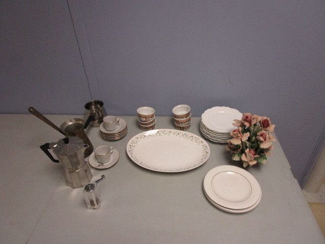 lot 743 image: TURKISH COFFEE, COLUMBIAN COFFEE SERVICE, CAPODIMONTE STYLE  FLOWER BASKET, MORE