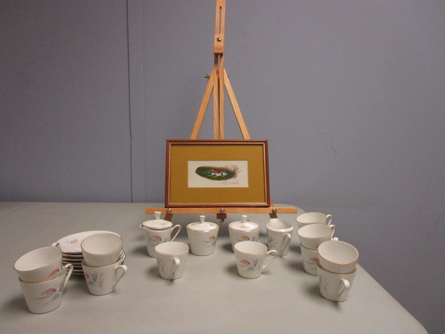 lot 768 image: ORIGINAL FEATHER PAINTING AND COFFEE SERVICE