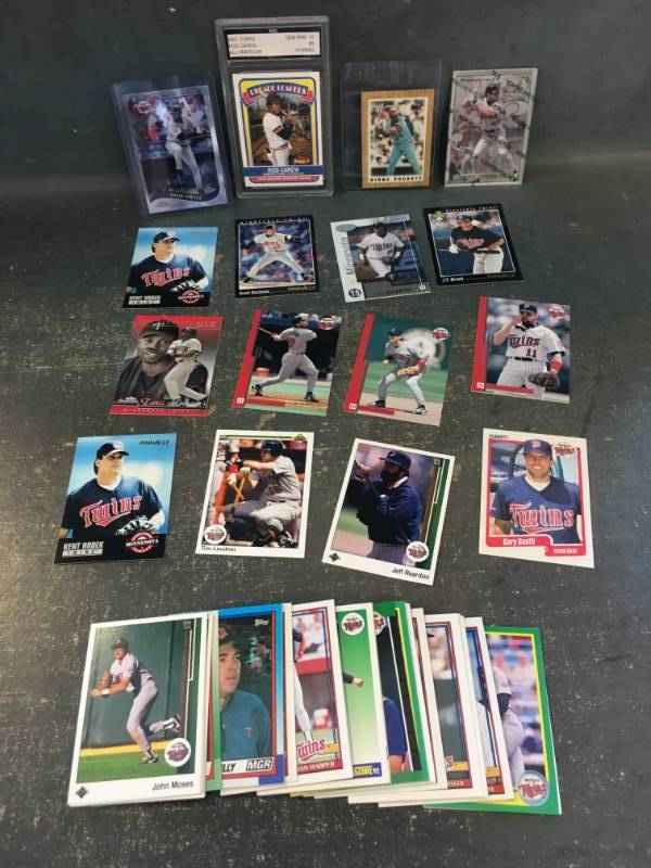 MN Twins Baseball Cards with Graded Rod Carew and Miniature Puckett