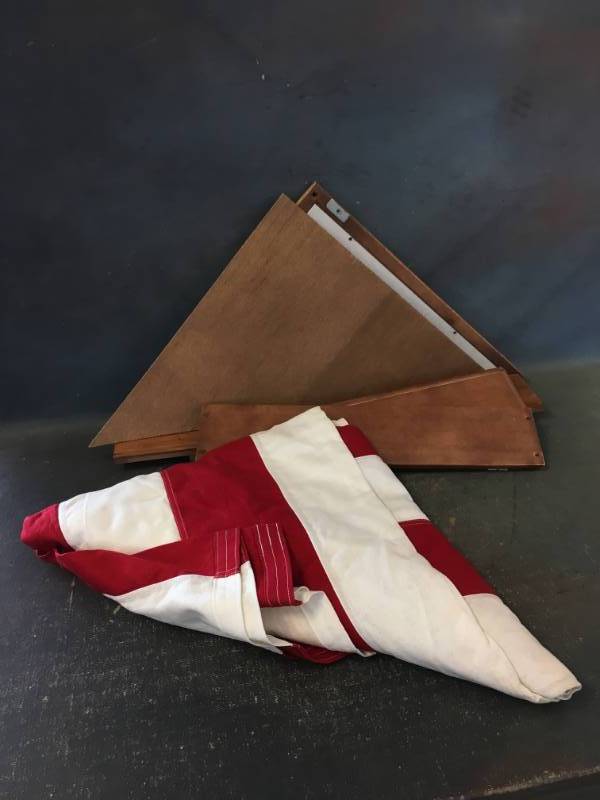 Folded American Flag and Wooden Case