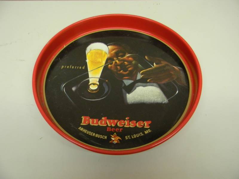 lot 20 image: HARD TO FIND 11 BUDWEISER BEER TRAY WITH A GLASS ON TRAY - SEE PICTURES
