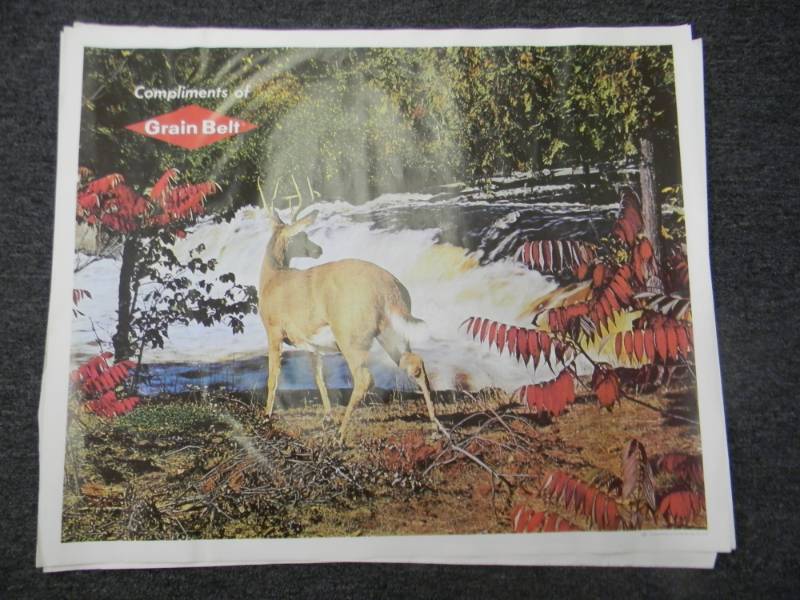 lot 26 image: RARE - VINTAGE GRAIN BELT BEER MPLS. BREWING CO. ADVERTISING PRINT - RARE - APPROX 33 BY 27 ON CANVAS TYPE PAPER - SEE PICTURES